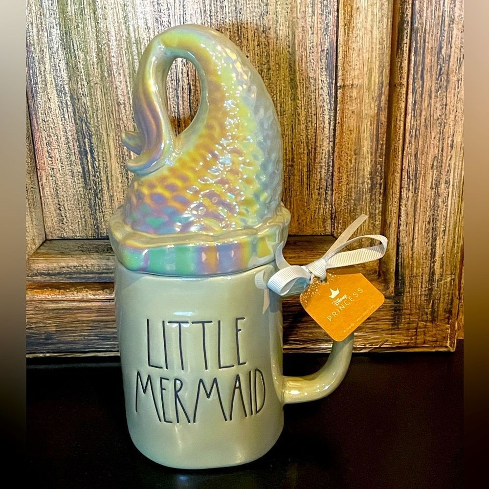 Rae Dunn Disney Princess Little Mermaid Iridescent Coffee Mug With Scales Topper - Picture 3 of 4